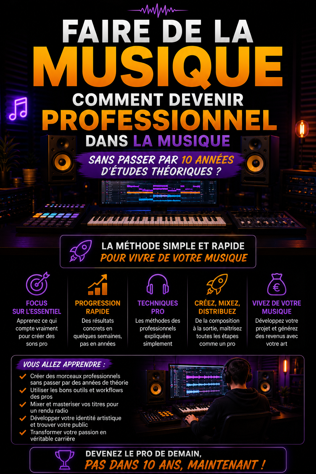 Comment devenir professionnel dans la musique sans passer par 10 années d'études théoriques ?
